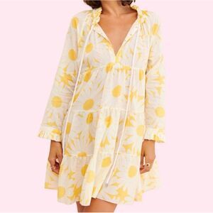 Eywasouls Malibu Cora Tiered Yellow Daisy Voile‎ Mini dress Size XS/S